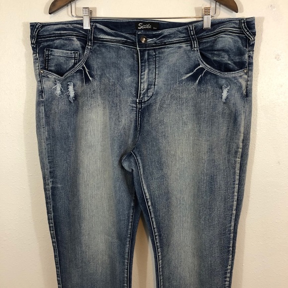 SOLD  Sizzle Jeans Med wash distressed design - Picture 2 of 11